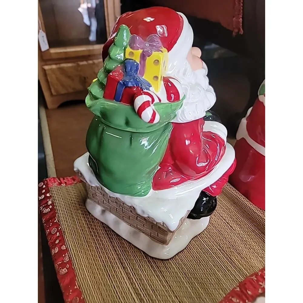 Cheryls Cookies Santa Claus on Chimney Christmas Cookie Jar Vintage